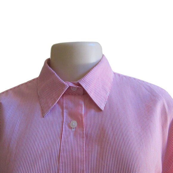 Vintage Las Olas Button Down Shirt w Christmas Theme in Pink & White, SZ Large - Picture 3 of 8